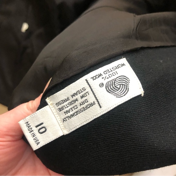 Evan Picone 100% worsted wool black button up blazer jacket size 10 - Picture 3 of 4